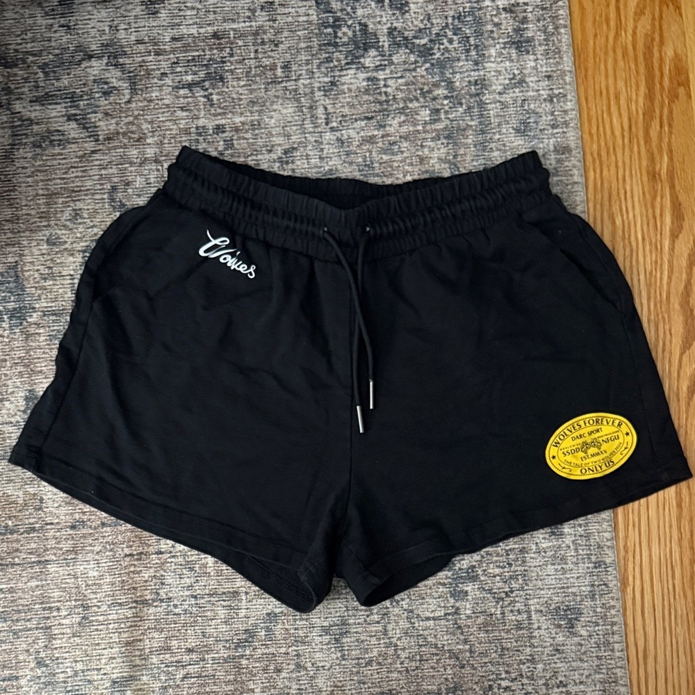 Darc Sport Black Athletic Shorts with Yellow Patch